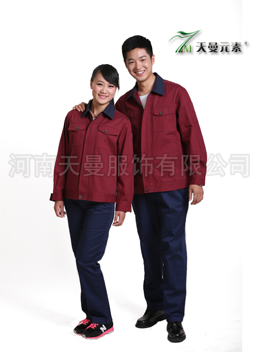 滌棉深紅長(zhǎng)袖工作服TMC007-1